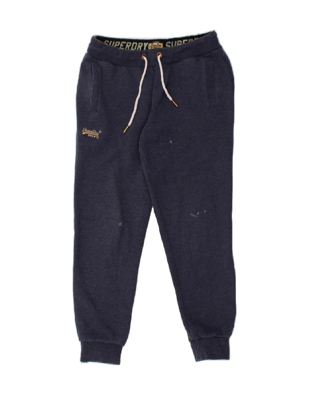 SUPERDRY Womens Tracksuit Trousers Joggers UK 14 Large Navy Blue