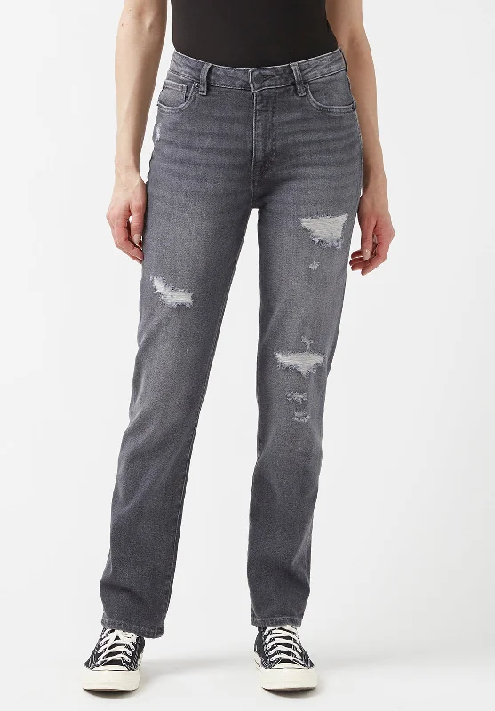 High Rise Straight Jayden Women's Jeans in Authentic Grey - BL15845