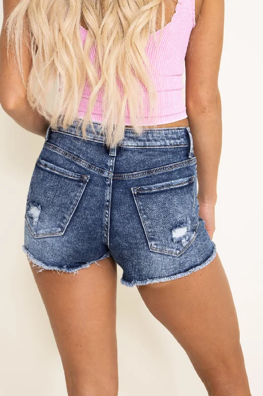 Vervet Rebecca High Rise Mild Acid Denim Shorts for Women | V2892