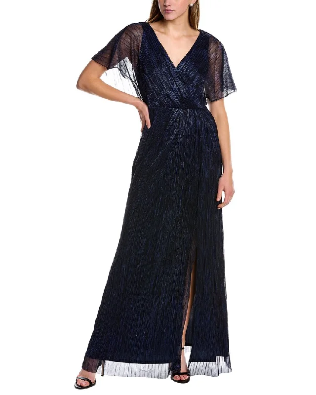 Adrianna Papell Crinkled Mesh Maxi Dress