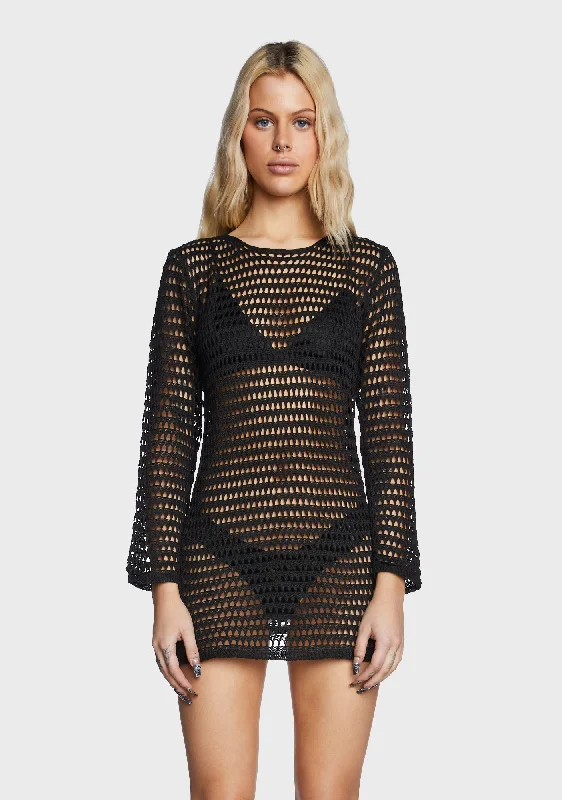 Flirt Alert Crochet Mini Dress