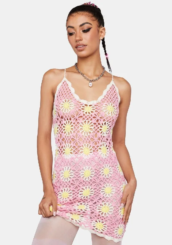 Floral Crochet Mini Dress