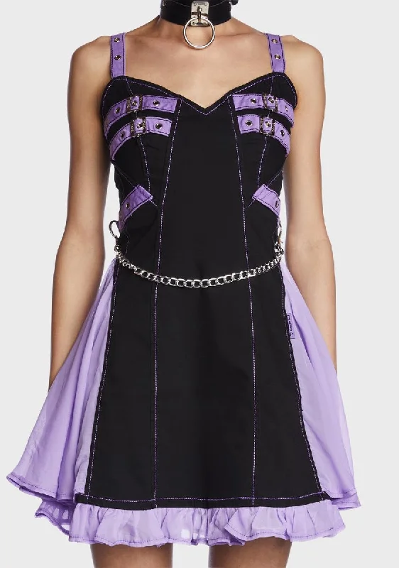 Lavender Chiffon Pleated Mini Dress