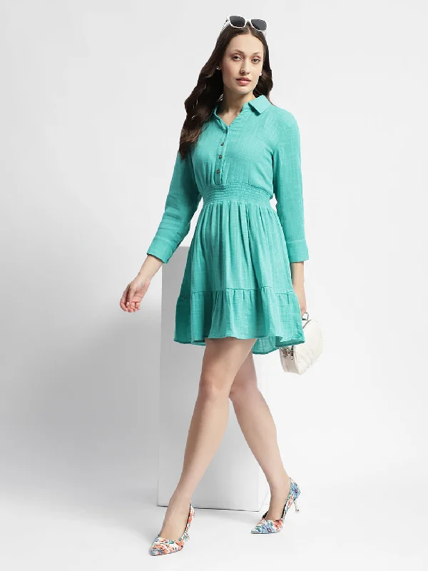 Madame Fit and Flare Sea Green Mini Dress