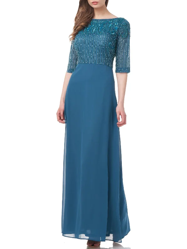 Womens Embellished Maxi Evening Dress