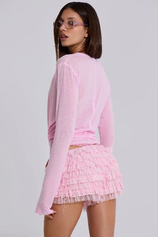 Pink Rhea Lace Bloomer Shorts