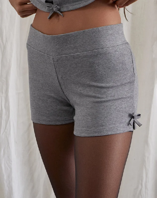 Verna Bow Short in Light Grey Knit