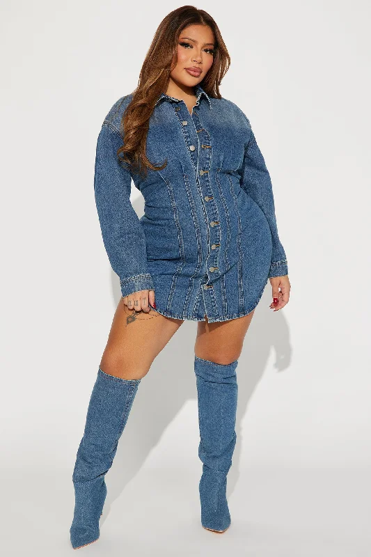 Alessandra Denim Mini Dress - Medium Wash