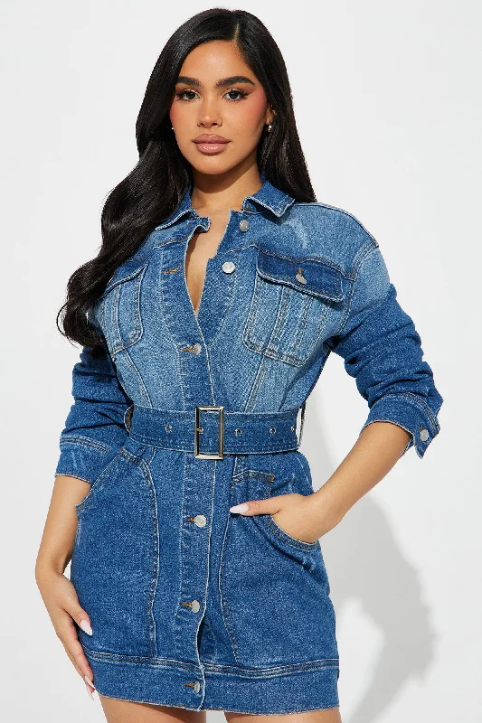 Alison Denim Mini Dress - Medium Wash