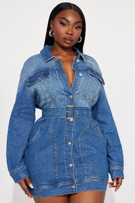 Alison Denim Mini Dress - Medium Wash