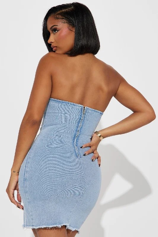 Atlanta Denim Mini Dress - Light Wash