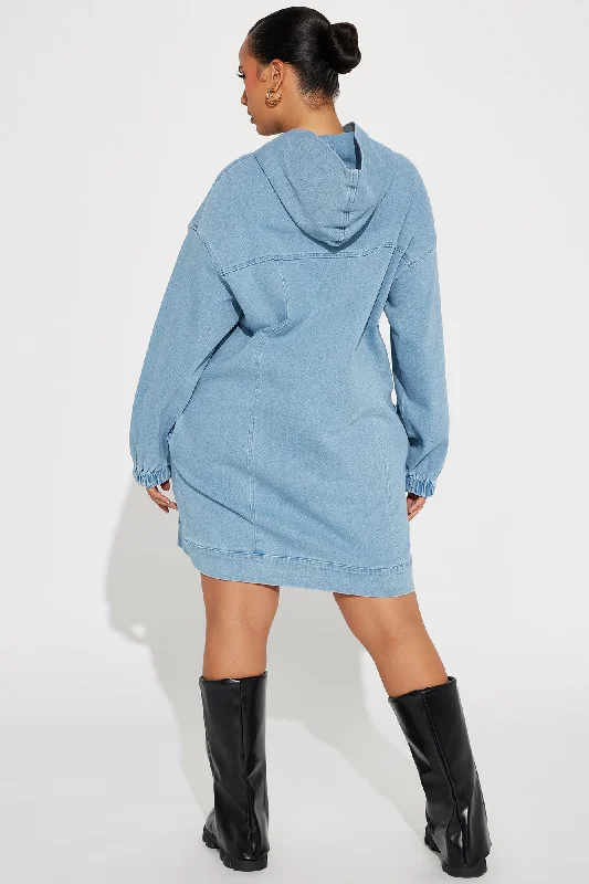 Dani Denim Sweatshirt Mini Dress - Blue