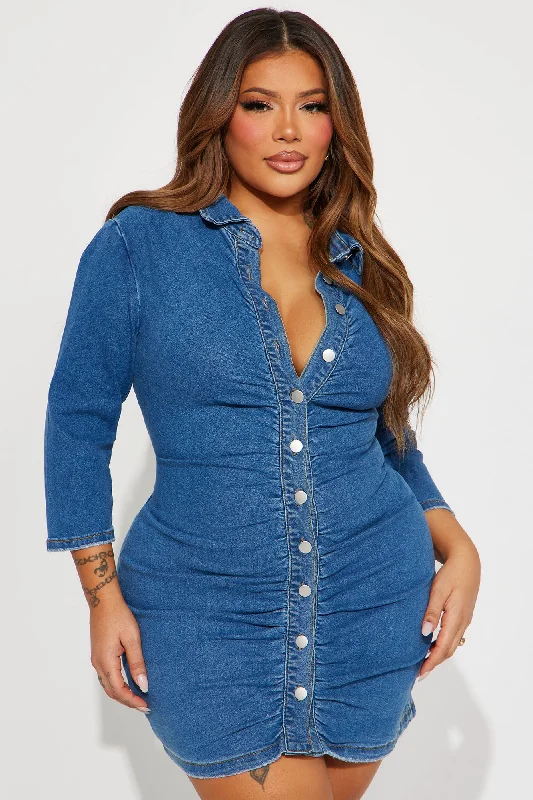 Kate Denim Mini Dress - Medium Wash