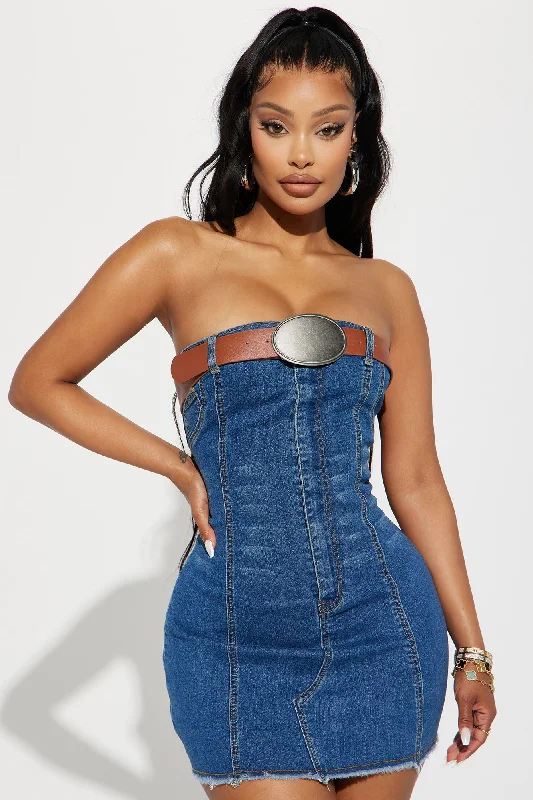 Kelly Denim Mini Dress - Medium Wash