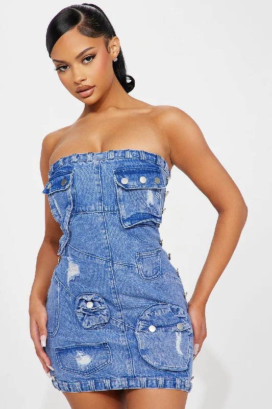 Let Me Hold You Denim Mini Dress - Denim