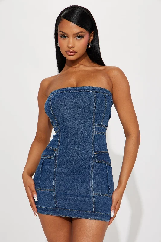 Lisa Denim Mini Dress - Blue