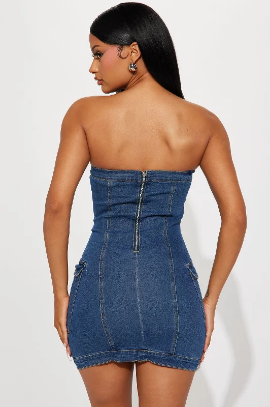 Lisa Denim Mini Dress - Blue