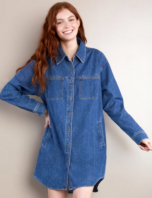 Oversized Denim Shirtdress