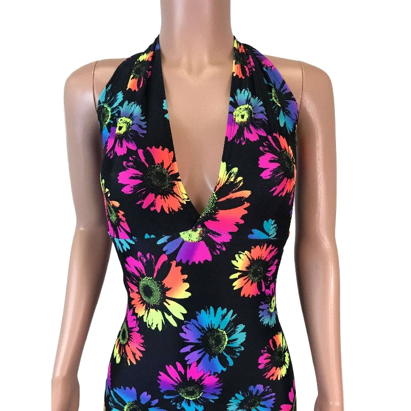 SALE - Halter Romper - Electric Daisy Neon