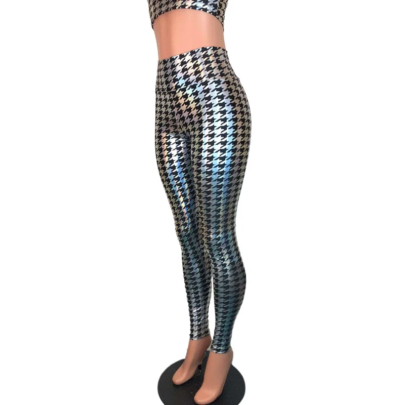 SALE - SMALL ONLY - Houndstooth Holographic Leggings Pants