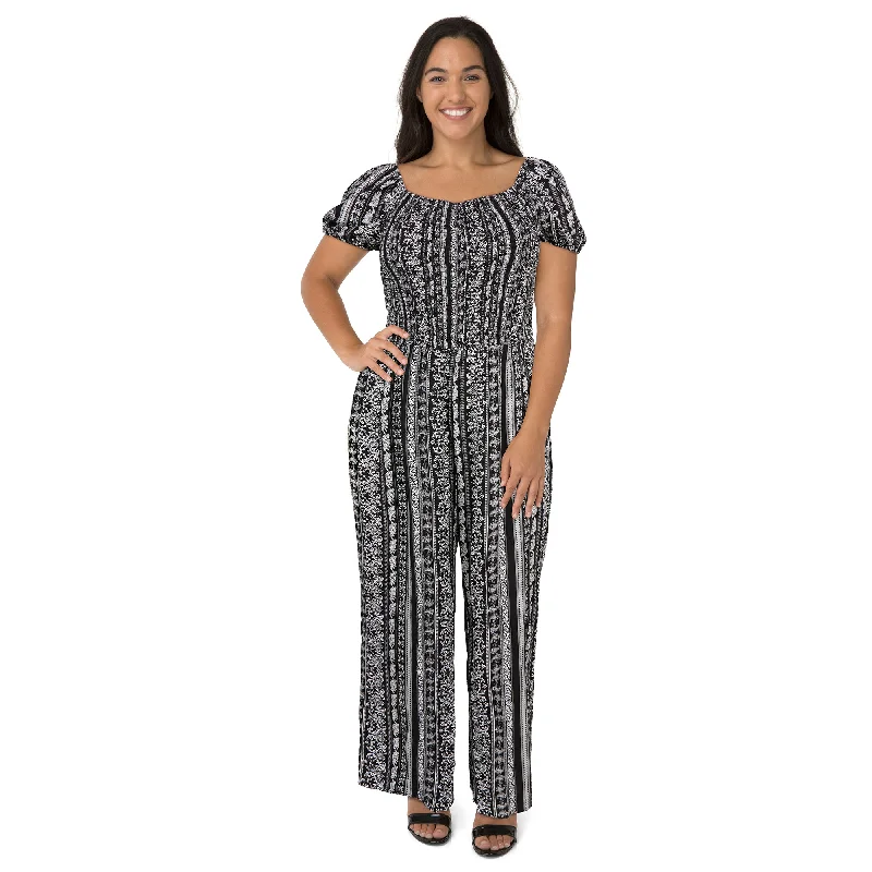 lily morgan Women's Plus Puff Sleeve Jumpsuit