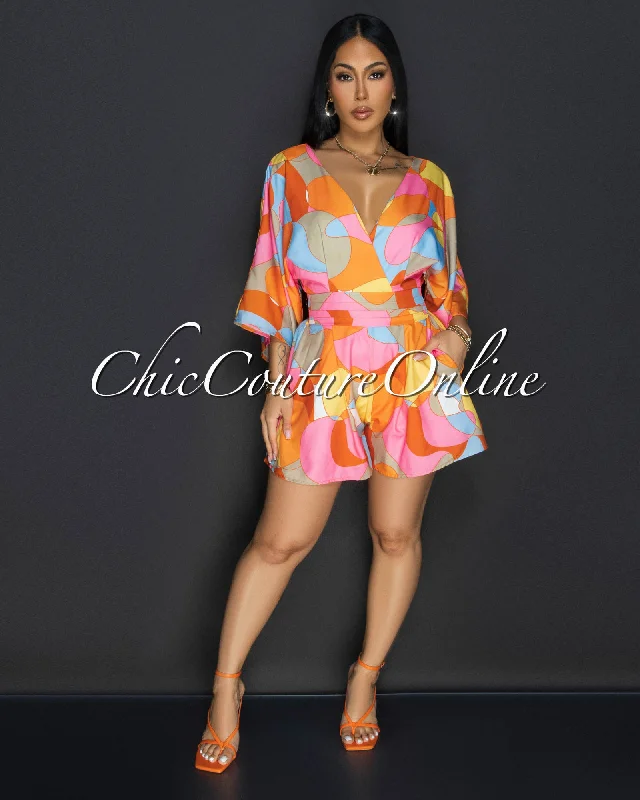 Mae Pink Multi-Color Print Romper