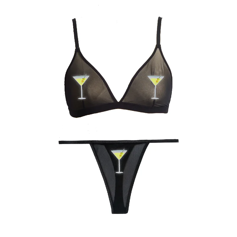 Martini Bralette Thong Lingerie Set