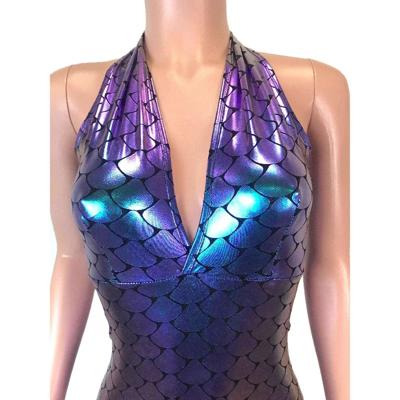 Halter Romper - Holographic Mermaid Scales