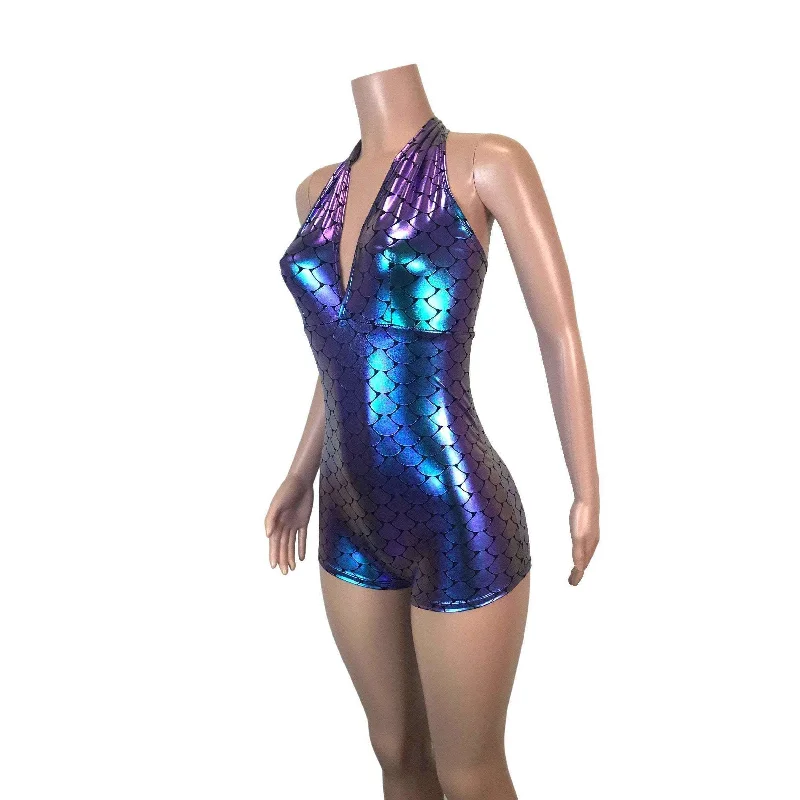 Halter Romper - Holographic Mermaid Scales