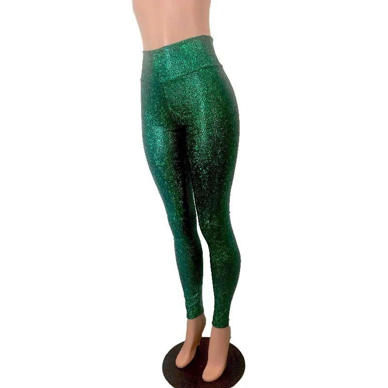 SALE - MEDIUM ONLY - Metallic Green Avatar High Waisted Leggings Pants