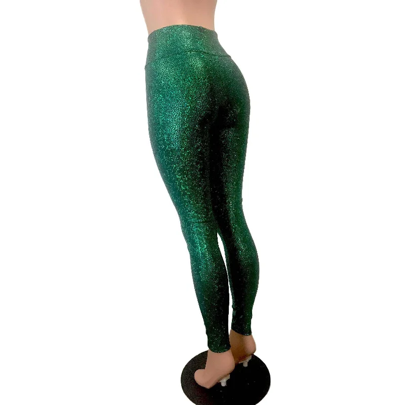 SALE - MEDIUM ONLY - Metallic Green Avatar High Waisted Leggings Pants