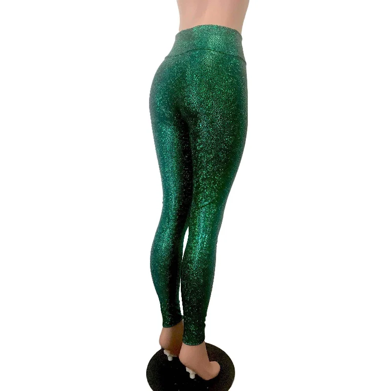 SALE - MEDIUM ONLY - Metallic Green Avatar High Waisted Leggings Pants