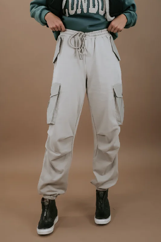 Mixed Fabric Cargo Joggers, Sand