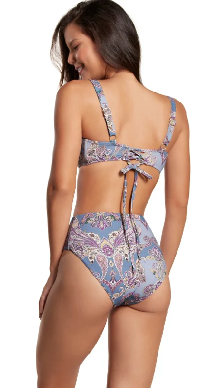 Paisley Scoop Top High Waist Bikini Set