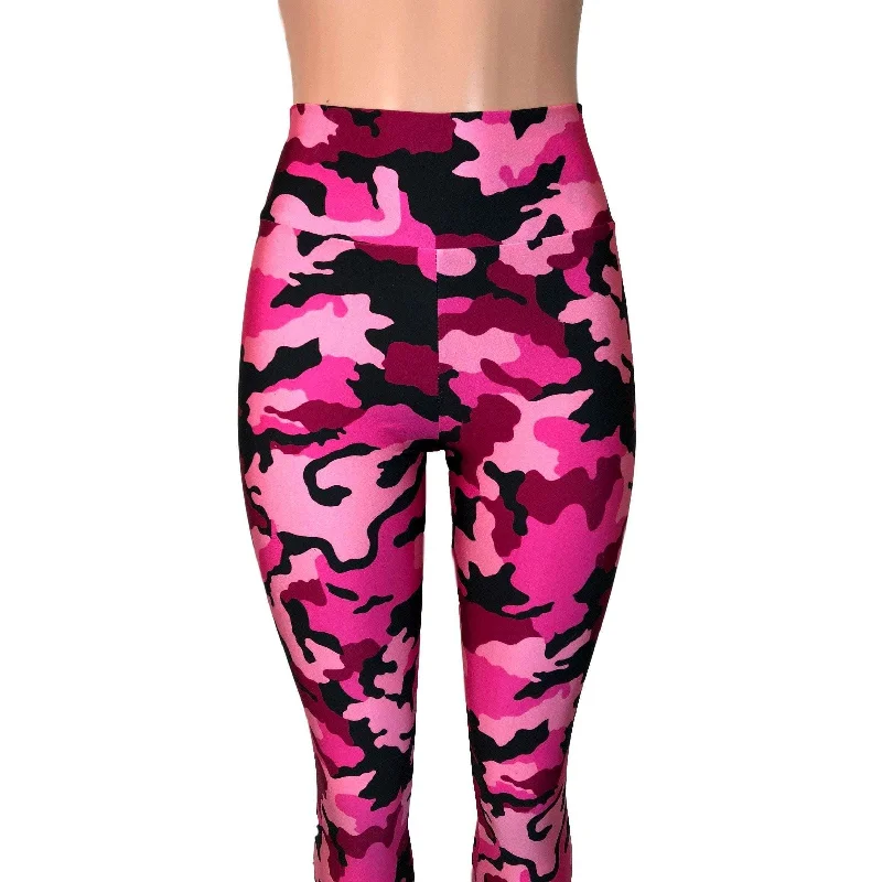 Pink & Black Camo Camouflage High Waist Leggings Pants