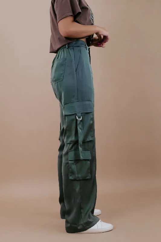 Silk Cargo Pants, Olive