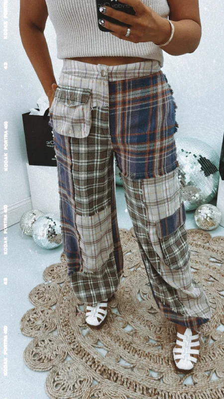 The Plaid Patchwork Pants, Purple