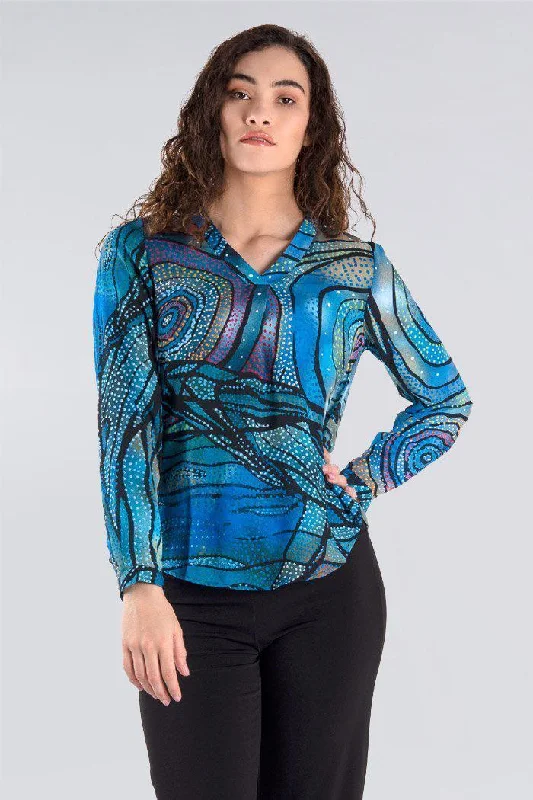 Yalingbila Balgany V Neck Women's Long Sleeve Blouse