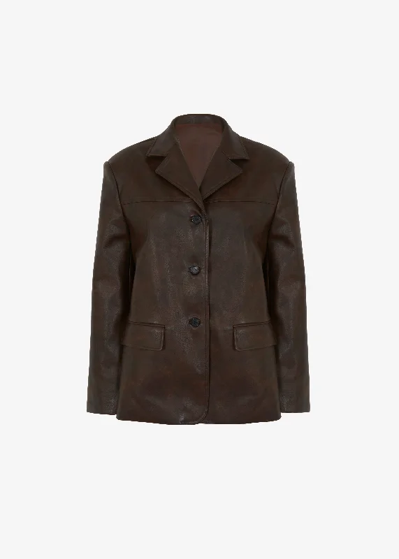 alessandra-faux-leather-blazer-brown