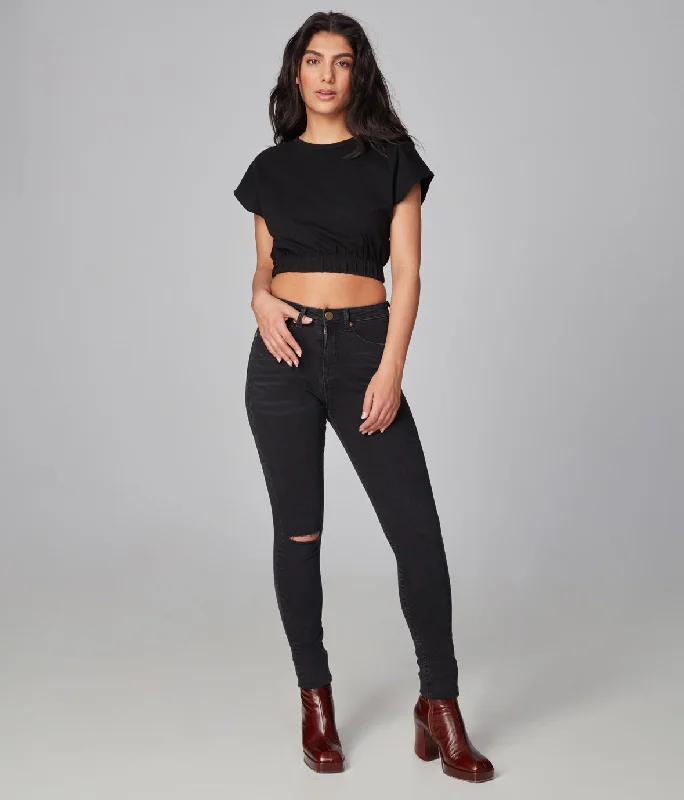 ALEXA-WBLK High Rise Skinny Jeans