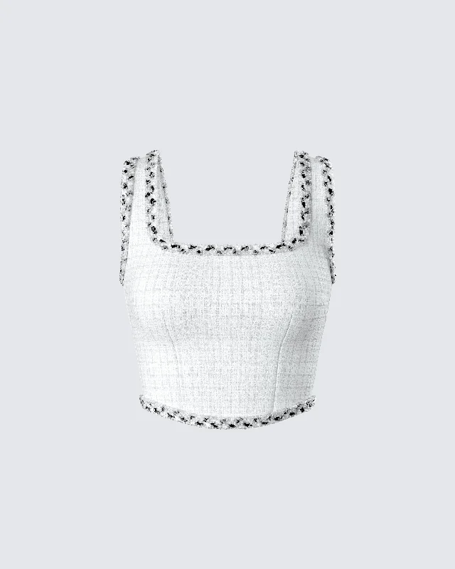 Anjali Ivory Tweed Bustier Top