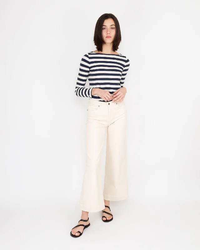 Wide-Leg Cropped 5-Pocket Jean in Natural Stretch Denim