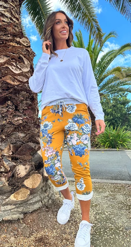 Beau Denver Floral Mustard Trousers