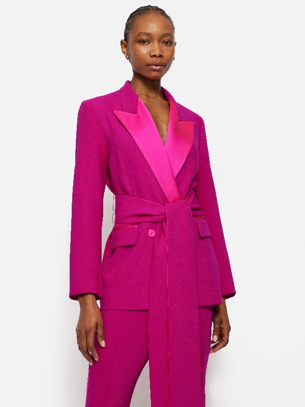 Belted Tuxedo Jacket | Pink