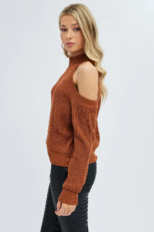 brown-knit-top-long-sleeve-cut-out-kn2244-38pb