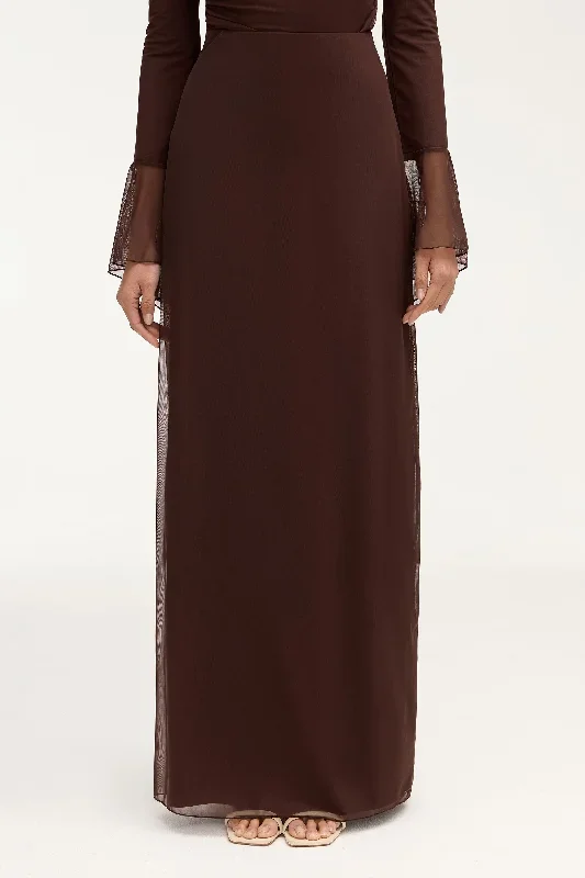 Carmela Mesh Maxi Skirt - Espresso