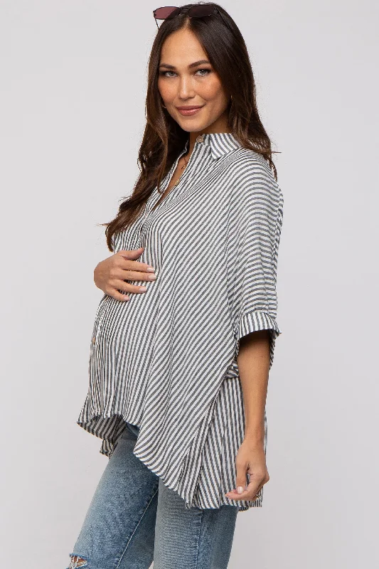 charcoal-striped-button-up-dolman-maternity-top