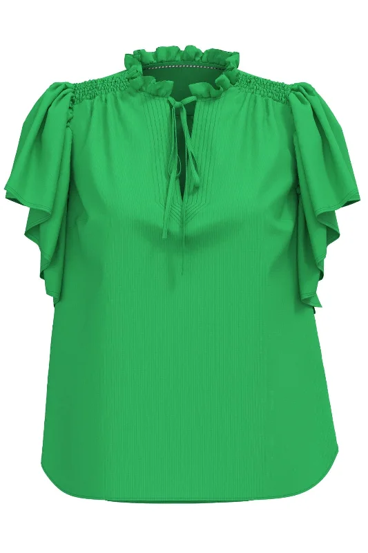 Forudbestilling - Co´couture - Sunrisecc Ss Frill Top 35704 - 34 Green