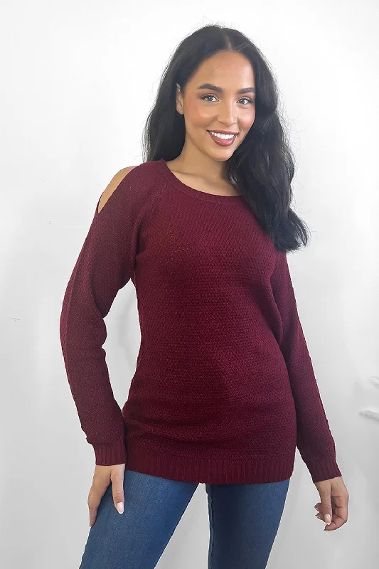 Crochet Knit Cold Shoulders Pullover