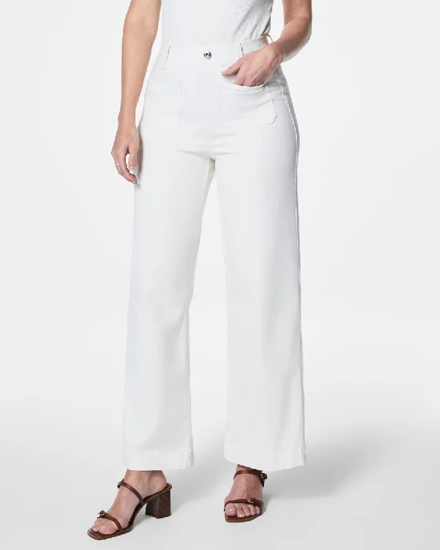 Cropped Wide-Leg Jeans, White